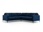 Simetrinė kampinė velvet sofa Venus, 5 sėdimos vietos, tamsiai mėlyna