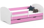Lova su čiužiniu, patalynės dėže ir nuimama apsauga NORE Smile, 160x80 cm, balta/rožinė