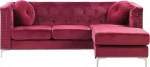 Sofa Beliani Velour kampe kairėje rankoje Burgundy FLEN