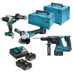 Makita įrankių rinkinys 18V DLX3157TJ (DDF486 + DGA506 + DHR243) 3x5,0Ah 2x MAKPAC