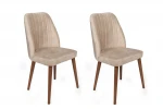 2-ių kėdžių komplektas Kalune Design Alfa-464, ruda/smėlio