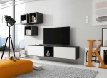 Cama living room furniture set ROCO 8 (2xRO3 + 4xRO6) juodas/juodas/baltas