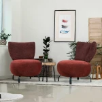 Fotelis Kalune Design Sparnuotųjų kėdžių komplektas Loly Set- Claret Raudona