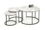 GILDA set of three coffee tables, baltas marble / juodas