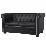 Juoda chesterfield dvivietė sofa