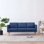 Trivietė sofa, mėlyna, audinys