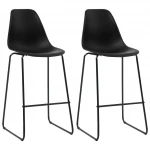 Baro kėdės iš plastiko, 2 vnt., juodos spalvos