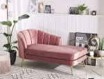 Sofa Beliani Lumarko Kairysis aksominis gultai rožinis ALLIER!
