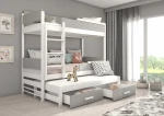 Dviaukštė lova Adrk Furniture Queen su čiužiniais, 90x200 cm, balta/pilka