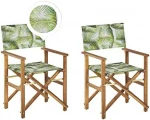 Beliani Lumarko rinkinys 2 sodo kėdės Aciaous šviesi mediena su pilka / modelis atogrąžų CINE lapai!