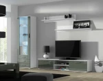 Furniture set SOHO 1 (RTV180 cabinet + S1 cabinet + shelves) Baltas/Pilkas Gloss