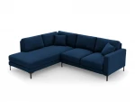 Kairinė kampinė velvet sofa Venus, 5 sėdimos vietos, tamsiai mėlyna