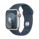 Išmanusis laikrodis Apple Watch Series 9 GPS + Cellular, 41 mm, Sidabrinės spalvos aliuminio korpusas su mėlynos spalvos sportiniu dirželiu - S/M