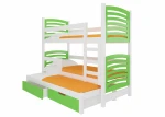 Dviaukštė lova Soria, 180x75 cm/172x75 cm, žalia/balta