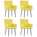 Valgomojo kėdės su porankiais, 4vnt., geltonos, audinys
