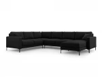 Kairinė kampinė sofa Venus, 6 sėdimos vietos, juoda