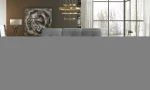 Kairinės kampinės sofos ir pufo komplektas Eltap Torrense, šviesiai pilkas