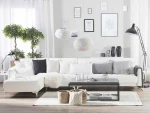 Beliani 5-vietė kampinė sofa, dešinė eko oda, balta ABERDEEN