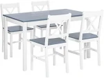 Beliani Lumarko Rinkinys valgomojo stalas ir 4 medinės balta kėdės MOANA!