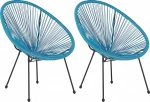 Beliani Lumarko rinkinys 2 kėdės su technorattan mėlyna ACAPULCO II!