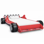 Vaikiška lova lenktyninė mašina VidaXL, 90x200 cm, raudona