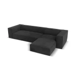 Keturvietė dešininė kampinė sofa Agawa, 290x173x68 cm, tamsiai pilka