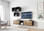 Cama living room furniture set ROCO 8 (2xRO3 + 4xRO6) antracite/wotan oak