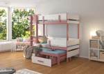 Dviaukštė lova Adrk Furniture Etapo, 90x200 cm, balta/rožinė