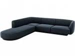 Kairinė kampinė sofa Micadoni Miley, 252 x 220 x 74 cm, mėlyna