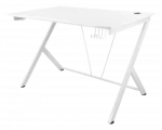Žaidimų stalas DELTACO GAMING Baltas LINE metalinės kojos, PVC paviršius, įmontuotas ausinių laikiklis, baltas / GAM-055