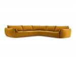 Simetrinė kampinė velvet sofa Vanda, 7 sėdimos vietos, geltona