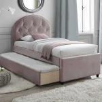 Viengulė lova Home4you LARA, 90 x 200 cm, rusvos spalvos, su ištraukiama papildoma lova