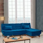 Kalune Design Kampinė sofa-lova Kelebek Köşe Right - Dark Mėlyna