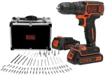 Akumuliatorinis gręžtuvas-suktuvas Black & Decker BDCDC18BAFC + 2x1.5Ah + antgalių rinkinys