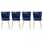 4-ių kėdžių komplektas Kalune Design Kusakli 209 V4, mėlynas