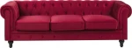 Beliani 3-asmens velour sofa raudona CHESTERFIELD