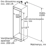 Bosch KIL82AFF0 Serija 6, Įmontuojamasis šaldytuvas su šaldiklio skyriumi, 177.5 x 56 cm, flat hinge