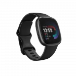 Išmanusis laikrodis Fitbit Versa 4, Grafito spalvos korpusas su juodos spalvos silikoniniu dirželiu