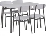 Valgomojo stalas Beliani Rinkinys ir 4 pilkos kėdės juodos spalvos VELDEN