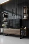 TV staliukas Kalune Design Televizijos vienetas Chrome Line - Walnut, Juodas