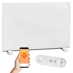 Maclean MCE517 UK Smart Wi-Fi šildymo skydelis IR infraraudonųjų spindulių FAR šildytuvas 720 W 120 x 60 cm laikmatis Nuotolinis Tuya App sieninis laikiklis Laisvai pastatomas