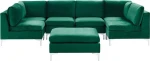 Beliani 6 vietų modulinė sofa su pufas, žalio aksomo EVJA