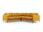 Simetrinė kampinė velvet sofa Venus, 5 sėdimos vietos, geltona