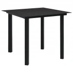 Sodo valgomojo stalas, juodas, 80x80x74cm