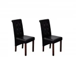 2 antikvarinio stiliaus valgomojo kėdžių komplektas, juoda dirbtinė oda