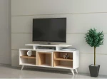 TV staliukas Kalune Design Televizijos vienetas Kutay - Baltas, Teak