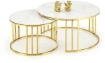 Gold MERCURY 3 set of 2 c. tables, baltas marble / auksinis