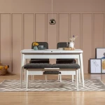 Kalune Design Išplečiamas pietų stalas ir kėdės (4 vienetai) Vina 1053 - Anthracite, Baltas
