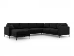 Dešininė kampinė sofa Venus, 6 sėdimos vietos, juoda