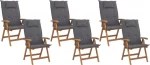Beliani 6 medinių sodo kėdžių rinkinys su grafito JAVA pagalvėlėmis